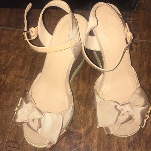 Tory Burch Penny Faille Bow Wedge